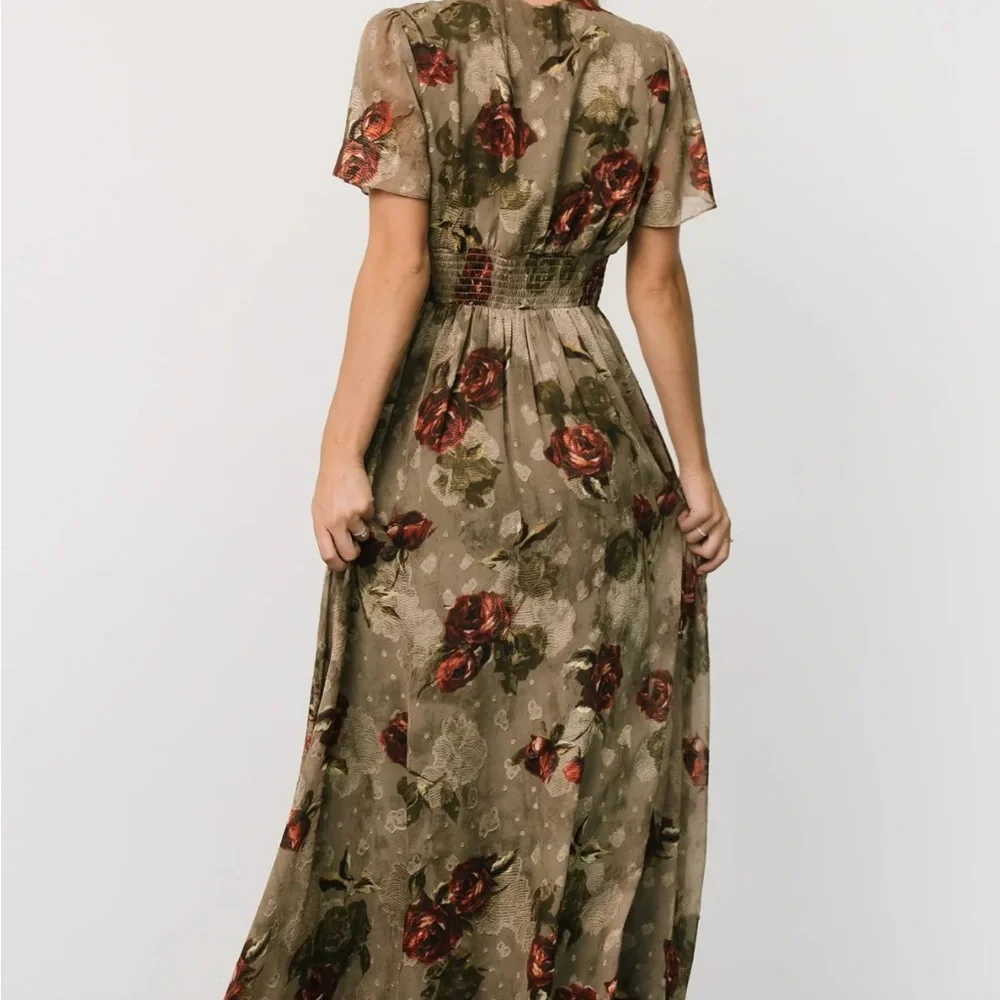 Baltic Born Floral Maxi Dress in Olive and Red - Picture 3 of 7